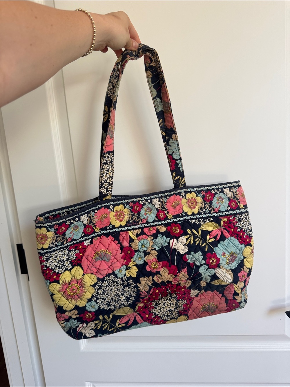 Vera Bradley Navy Quilted Floral Tote in Multicolor